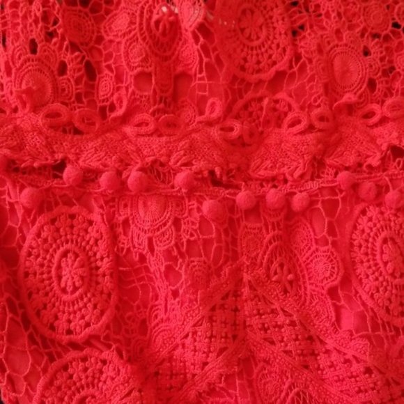 Tularosa Clayton Lace Crochet Dress Cayenne Red - Picture 9 of 12
